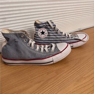 Converse High-Top Sneakers - Navy and White Stripes